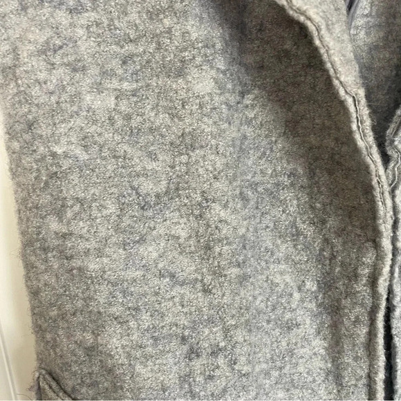Tahari Felted Wool Vest Sz S Cardigan Long Duster Viscose Shawl Open Front Gray - Picture 4 of 4